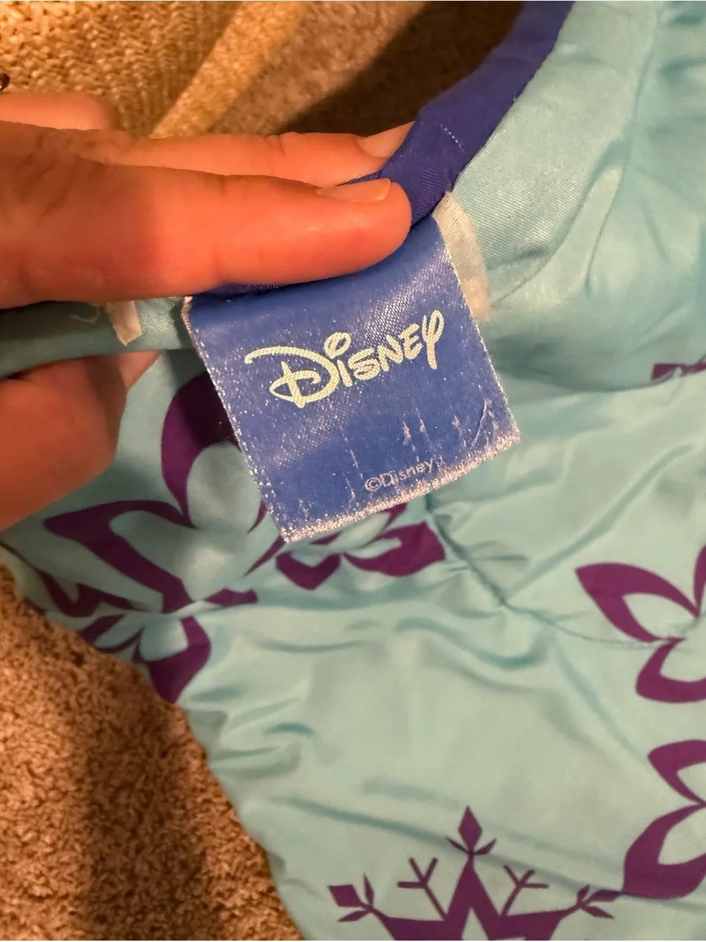 Disney Frozen Elsa Full Size Comforter Reversible Blue Purple Snowflakes